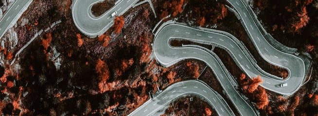 Bird's-eye view of winding road